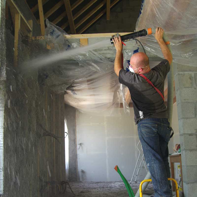 Spray On Insulation using Cellulose